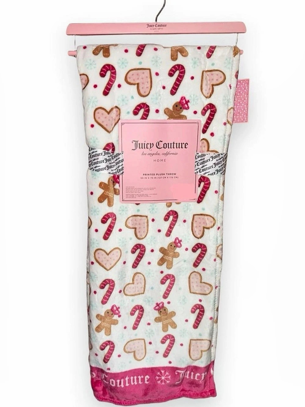 Juicy Couture Gingerbread Holiday Cookie Plush Throw Blanket